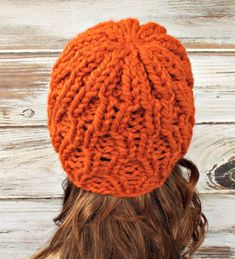 "Style: Knitted cable beanie with crocheted visor brim. Color: This sample hat is shown in Pumpkin orange. Sizes: One size fits average teen or adult head size of 20\" to 23\" (50.5 cm to 58 cm). Fiber Content: 80% acrylic, 20% Wool Characteristics: Chunky, very soft, warm and cozy. Care Instructions: Hand wash, dry flat. Every item from Pixiebell is handmade and knit or crocheted to order, unless otherwise stated in title of the item as \"ready to ship\". Production time may vary, please check Cable Knit Yarn Hats For Cold Weather, Cable Knit Yarn Beanie, Cable Knit Crochet Beanie Hat, Crochet Hat With Brim, Fall Fashion Accessories, Orange Beanie, Visual Reference, Cable Hat, Chunky Knit Hat