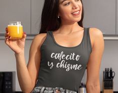 Cafecito y Chisme Tank Top. The Most Funny Trendy Latina Shirt . Unique Gift For Latina. Funny Frases Latinas Tank Top. Spanish Proud Latina Shirt. Personalized Baby Clothes, Recipe Books, Mindfulness Activities