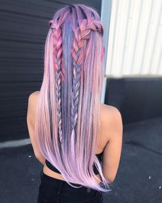 Pink And Purple Hair, Trendy Hair Color, Hair Dye Colors, Summer Hair Color, Braids For Long Hair, Cool Hair Color, Grunge Hair