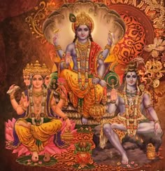 an image of three deities sitting on the ground