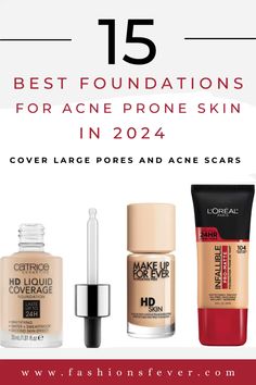 15 Best Foundations For Acne Prone Skin. With acne-prone skin, you require a full coverage foundation that covers up or blurs all the acne scars, blemishes without making your skin appear cakey and which also keeps all the sheen at the bay giving you a natural look. Check out 15 best foundations which also includes drugstore foundation for acne prone skin with details, pros and cons. Acne Makeup, Acne Foundations #acne #foundation #makeup #foundationforacne #acnescars #largepores Foundation For Acne Prone Skin, Acne Foundation, Makeup Acne, Regular Skin Care Routine, Clinique Acne Solutions, Fit Me Matte And Poreless