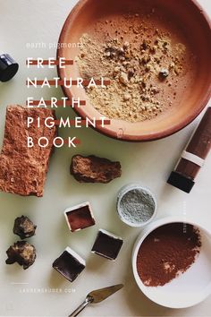 a table topped with lots of different types of chocolates and other things to make it look like they are made out of natural materials