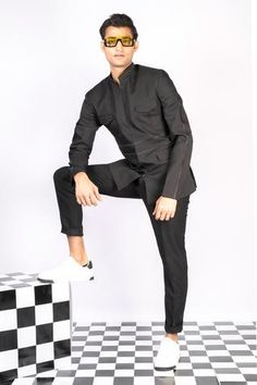 Shop for Aashiana Black Italian Imported Fabric Mandarin Collar Suit And Pant Set for Men Online at Aza Fashions Fitted Kurta With Stand Collar For Workwear, Fitted Stand Collar Kurta For Workwear, Fitted Bandhgala With Stand Collar For Workwear, Fitted Black Bandhgala With Stand Collar, Mandarin Collar Suit, Black Plain, Suit Pant, Black Suit, Black Suits