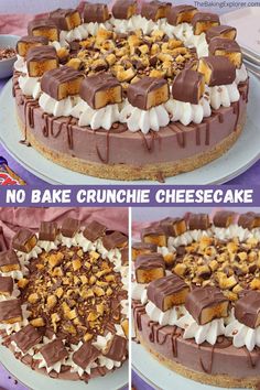 there is no bake crunchie cheesecake on the plate and then it's ready to be eaten