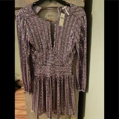 Lavender Sequin Dress Open Back With Self Tie Back Zip Closure Long Sleeves Has Lining Brand New Excellent Condition Lavender Long Sleeve Mini Dress For Party, Mauve Long Sleeve Party Dress, Mauve Dress For Night Out In Spring, Dress Open Back, Anthropologie Dress, Anthropologie Dresses, Tie Backs, Tie Back, Sequin Dress