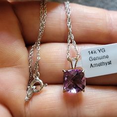 Nwt 1 Genuine Amethyst - 2.40 Carats Metal: 14k Yellow Gold Chain: .925 Sterling Silver Approx. Measurements: 9 Mm Gemstone 15 X 9 Mm (Bail Included) 0.59 X 0.35" Made In Usa Pics Are Enlarged To Show Details (See The Measurements For Size Details) Tags: Genuine Authentic Natural Purple Amethyst Gemstones 14k Yellow Gold Rose Gold .925 Sterling Silver Gold Finish Long Chain Pendant Necklace Octagon Square Cut Shape Round Vivid Color Prong Boho Birthday Holiday Party Anniversary Gift Petite Fine Purple Diamond Cut Sterling Silver Jewelry, Purple Sterling Silver Diamond Cut Jewelry, Purple Sterling Silver Jewelry Diamond Cut, Classic Hallmarked Amethyst Necklace, White Gold Amethyst Necklace Hallmarked, White Gold Amethyst Necklace, White Gold Amethyst Necklace For Formal Occasions, Formal Purple 14k Gold Necklace, Formal White Gold Amethyst Necklace