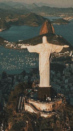 an aerial view of the statue of christ in rio de oro, overlooking the city