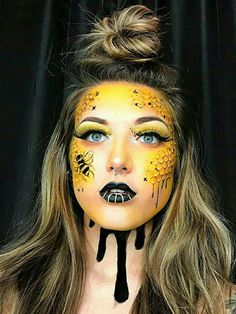 Bumblebee Makeup, Fantasy Insect, Exotic Makeup, Fantasy Make-up, Unicorn Backdrop, Halloween Make-up Looks