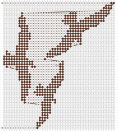 a cross stitch map of the state of new york in brown and white with dots