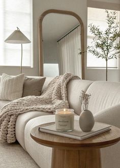 Lounge Decor Neutral, White Apartment Living Room Ideas, Nice Home Decor, Home Decor Ideas Organic Modern, House Design Interior Living Room Cozy, Apartment Decorating Neutral Colors, Interior Design Calming, Earthy Aesthetic Living Room, Clean And Cozy Home