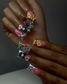 Bape Nails Acrylic, Kaw Nails, Bape Nails, Cute Long Nails, Chunky Nails, Letter Nail Art, Really Long Nails, Long Square Nails