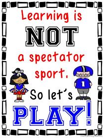 a sign that says learning is not a spectator sport, so let's play