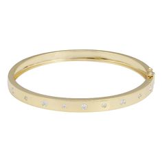 This scattered diamond bangle is elegant, sophisticated and versatile. It can be worn day to night. Available in 14k yellow gold With .34ct tw G-H SI diamonds Size 17 (57 x 46mm) Safety lock closure Gift wrapping available Starburst Earrings, Diamond Tennis Necklace, Diamond Star, Square Diamond, Diamond Bangle, Gorgeous Bracelet, Bezel Diamond, Cartier Love Bracelet, Diamond Sizes