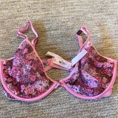 Victoria Secret Bra Pink Sheer Bra For Spring, Sheer Pink Bra For Spring, Spring Sheer Fitted Bra, Spring Sheer Pink Bra, Sheer Pink Bra For Summer, Victoria's Secret Padded Bra, Victoria's Secret Padded Bra For Spring, Victoria's Secret Spring Padded Bra, Spring Victoria's Secret Padded Bra