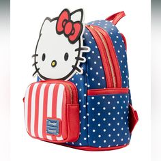 Hello Kitty Lover, Bring Home A Piece Of Sanrio Collection Brand New Loungefly Hello Kitty Patriotic Mini Backpack Size: 4x8.25x11.5 Item: Sank0467/39 Hello Kitty Travel Backpack Standard Shape, Hello Kitty Travel Bag For Back To School, Playful Hello Kitty Backpack For Travel, Playful Hello Kitty Travel Backpack, Cute Red Backpack With Adjustable Strap, Hello Kitty Playful Travel Bag, Hello Kitty Multicolor Travel Backpack, Trendy Hello Kitty Backpack For Travel, Multicolor Hello Kitty Travel Backpack