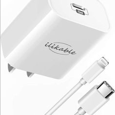 an image of a white charger and cable