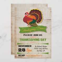 a thanksgiving dinner flyer with a turkey on it