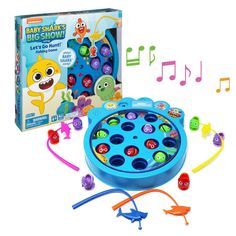 an assortment of toys and music for children to play with in the shape of fish