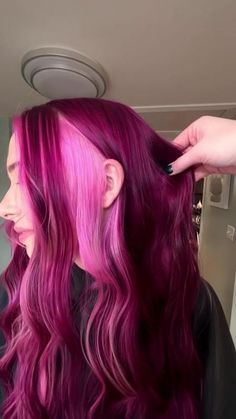 #BEAUTY, #RELATIONSHIPS #Fashion #Animals #Outfits #Winter Outfits #Animals Muted Magenta Hair, Red And Fuschia Hair, Chunky Color Highlights, Pink Purple Red Hair, Color Block Vivid Hair, Hair Dye Colour Ideas, Fushia Hair Color Magenta, Fall Fun Hair Color, Deep Magenta Hair