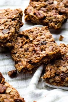 granola bars are stacked on top of each other