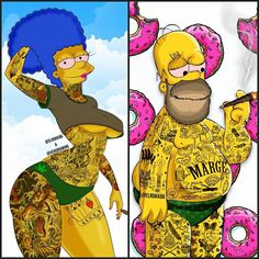 the simpsons characters are dressed up as doughnuts