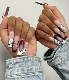 Long Freestyle Nails, Sweater Nail Art, Sqaure Nails, Nails Pictures, Aesthetic Nails