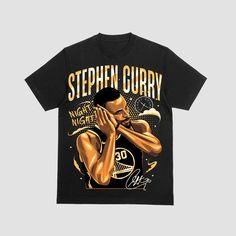 Golden state Steph Curry premium graphic Tee.  Relaxed fit Crew neck, longer body roughly 5cm longer than the standard Classic Tee Heavy weight, 220 GSM, 22-singles 100% combed cotton (marles 15% viscose) Neck ribbing, side seamed, shoulder to shoulder tape, double needle hems, preshrunk to minimise shrinkage Custom Tshirt, Steph Curry, Golden State, Graphic Tee, Gender Neutral, Graphic Tees, Adult Outfits, Relaxed Fit, T-shirt