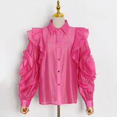 44487976747230|44487976812766|44487976878302|44487976943838 Summer Party Shirt With Ruffles, Pink Ruffled Blouse With Lantern Sleeves, Pink Lantern Sleeve Blouse With Ruffles, Spring Party Shirt With Ruffles, Pink Lantern Sleeve Tops With Ruffles, Pink Ruffled Lantern Sleeve Tops, Pink Lantern Sleeve Feminine Tops, Feminine Pink Lantern Sleeve Top, Pink Puff Sleeve Blouse For Fall