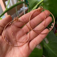 "This listing is for one pair of handmade copper wire earrings. These earrings feature a crescent moon design and three Swarovski crystals each 🌛 They measure approximately 2.5\"x2.5\" and hang 3\" from earlobe  Our earrings are truly one of a kind and made with patience and love. We only use the best quality copper to craft our earrings. This copper has been tested and used in our designs for years. This copper may tarnish slightly with time. If tarnishing does appear, you can use a soft tooth brush and apple cider vinegar to remove it.  Colors of stones may vary slightly from photograph.  💫 Interested in some different earrings? Check these out: https://www.etsy.com/shop/kellierogersart?ref=seller-platform-mcnav&section_id=36953178 Follow us on instagram @ https://www.instagram.com/kel Wire Wrapped Round Crystal Earrings, Wire Wrapped Metal Crystal Earrings, Wire Wrapped Round Metal Crystal Earrings, Adjustable Wire Wrapped Crystal Earrings, Copper Wire Earrings, Patience And Love, Crescent Moon Design, Wire Wrapped Stone Jewelry, Pink Aura