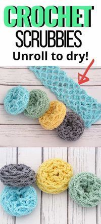 crochet scribbles are used to make this adorable little dishcloth