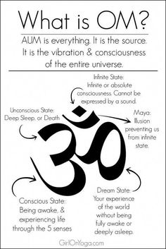 what is om? poster with black and white text