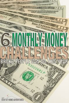 money stacked on top of each other with the words 6 month money challenges