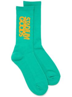 Marino teal stretch-cotton crew length socks from STADIUM GOODS featuring ankle-length, elasticated ankles, embroidered design and ribbed cuffs. Be sure before opening, as socks and hosiery can only be returned in their original, unopened packaging.. | Stadium Goods® Crew Length Socks Spirit Weeks, Logo Azul, Clothes Boutique, Brands Fashion, Stadium Goods, Cool Logo, Socks And Hosiery, Embroidered Design, Crew Socks