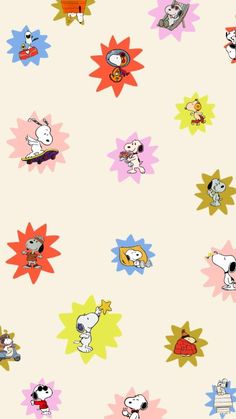 an image of cartoon characters on a white background with stars and sunbursts