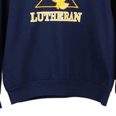 Description:Vintage Trinity Lutheran navy Jerzees sweatshirt, fits large.GENDER: womens CONDITION: very good.STYLE: sweatshirtERA: 1990sCOLOUR: navyFABRIC: cotton blend School Spirit Long Sleeve Sweatshirt With Logo, Blue Fan Apparel Sweatshirt For Fall, Navy Crew Neck Hoodie For College, Navy Crew Neck Sweatshirt With Logo Print, Navy Crew Neck Sweatshirt With Logo, Blue Graphic Print Sweatshirt For School, Navy Letter Print Sweatshirt For Fall, Winter School Sweatshirt With Crew Neck, Navy Graphic Print Sweatshirt For Fall