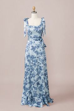 Color: Sky Blue Garden Blue China Pattern Dress, Light Blue Mother Of The Groom Dresses, Blue Pattern Bridesmaid Dresses, Floral Formal Dress Long, Green And Blue Bridesmaid Dresses, Blue Mismatched Bridesmaid Dresses, Blue Satin Bridesmaid Dresses, Blue Floral Bridesmaid Dresses, Bridesmaid Dress Floral