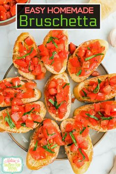 an easy homemade bruschetta recipe with tomatoes and basil