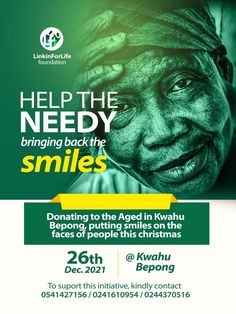 an advertisement for the help the needy smile campaign, featuring a woman with her face painted in green