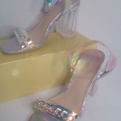 New Forever 21 Transparent-Heels Iridescentstraps Silver Chain Accent Display Item Size 6m Questions? Leave A Comment Below! Iridescent Heels For Spring, Iridescent Open Toe Heels For Party, Iridescent Open Toe Heels For Spring, Iridescent Synthetic Heels, Spring Iridescent Synthetic Heels, Spring Glamorous Heels With Clear Strap, Glamorous Spring Heels With Clear Strap, Iridescent Heels For Summer Party, Iridescent Heels For Summer Evenings