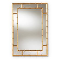 Adra Modern and Contemporary Gold Finished Bamboo Accent Wall Mirror FredCo Bamboo Accent Wall, Asian Mirror, Contemporary Accent Wall, Gold Accent Wall, Accent Wall Mirror, Chinoiserie Design, Gold Frame Wall, Bamboo Mirror, Gold Mirror Wall