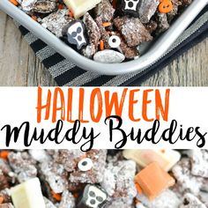 this halloween muddy buddies recipe is so good it's easy to make and looks delicious