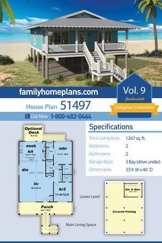 the beach house plan is shown in this brochure