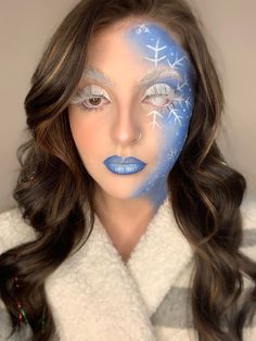 Winter makeup looks Snowman Makeup Face, Winter Wonderland Makeup, Makeup Artistique, Snowflake Makeup, Snow Makeup, Ice Queen Makeup, Winter Glamour, Wonderland Makeup, Makeup Themes