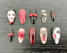 Not mine Press On Nails Art, Horror Film Nails, Skz Nails, Nail Instructions