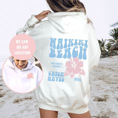 "hoodies, preppy sweatshirt, beach hoodie, beach sweatshirt, hoodies for, women aesthetic, cute hoodies Beach Shirts: https://etsy.me/3rOIGBS Beach Sweatshirt: https://etsy.me/3pdRnVI Beach Hoodie: https://etsy.me/37eabgO OUR SIZING IS ADULT UNISEX. This means it will be larger than normal women's sizing.  Please see photos for size charts 🌻 Please read the full description:   This hoodie/sweatshirt sizing is NOT oversized.  You need to order at least 1-2 sizes larger for the extra baggy look in this photo.  (The normal sizing is UNISEX.) 🔔 Example: if you use size S choose between a size L or XL.  💡 HOW TO PLACE YOUR ORDER: 1. Please Check and Review all the Photos 2. Select your Shirt Color and Size from drop down menu 3. Choose your Quantity as much as you want 4. Click \"Add To Cart Summer White Hoodie For Streetwear, White Hoodie For Summer Streetwear, Trendy Beach Hoodie With Letter Print, Trendy Letter Print Hoodie For Beach, Casual Letter Print Hoodie For Beachwear, White Summer Hoodie Sweatshirt, Trendy Spring Beach Hoodie, White Trendy Summer Hoodie, White Long Sleeve Hoodie For Beach