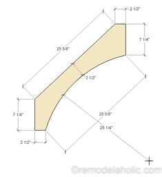 the top half of a wooden shelf with measurements