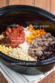 the ingredients in a slow cooker are labeled