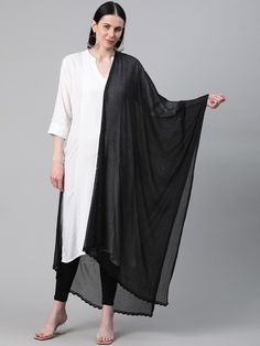 "Find more items of ADA:- https://www.etsy.com/in-en/shop/AdachikanStudio Fabric: Chiffon Length: 2.5 meter Color Option: Red, Black and White , Lemon Embellishments: Muqaish/Mukaish and Gota Patti Thread: Cotton Touch and Feel: Soft and Comfortable Silhouette: This Chiffon Dupatta /Shawl/Stole/Wrap is the most comfortable and soft fabric texture. This pre-washed Dupatta showcases the elegance and charm of the Chikankari, pair it with any kurti and carry your own style; you end up looking quite Chikankari Dupatta, Lucknowi Kurta, Plain Scarves, Lucknowi Chikankari, Simple Crochet, Pure Chiffon, Embroidery On Clothes, Chiffon Dupatta, Embroidery Suits