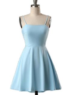 Straps Blue Bow Back A-line Short Homecoming Dress Light Blue Homecoming Dress, Blue Homecoming Dress, Winter Formal Dresses, Blue Homecoming Dresses, Junior Prom Dresses, A Line Shorts, Short Homecoming Dress, Short Prom Dress, Bow Back