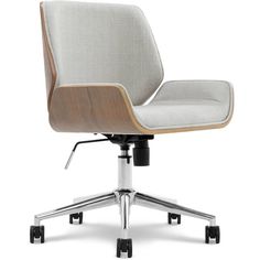 an office chair with wheels on the back and seat upholstered to the side